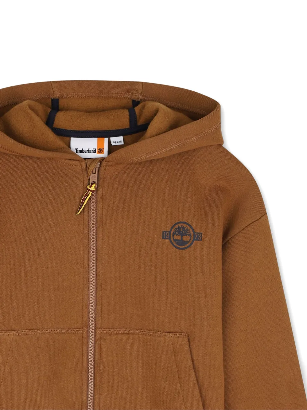 Timberland Kids Hoodie met logoprint en rits Bruin
