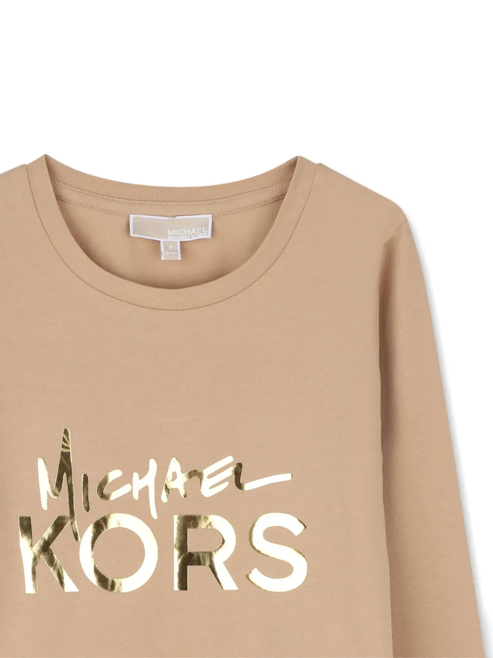 Michael Kors Kids T-shirt met lange mouwen en logo-print Beige