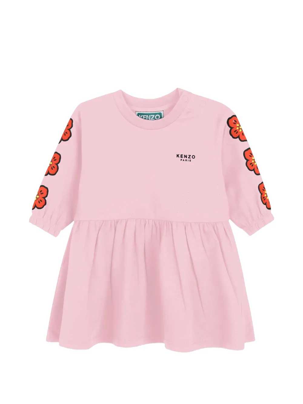 Kenzo Kids Boke Flower-print flared dress - Pink