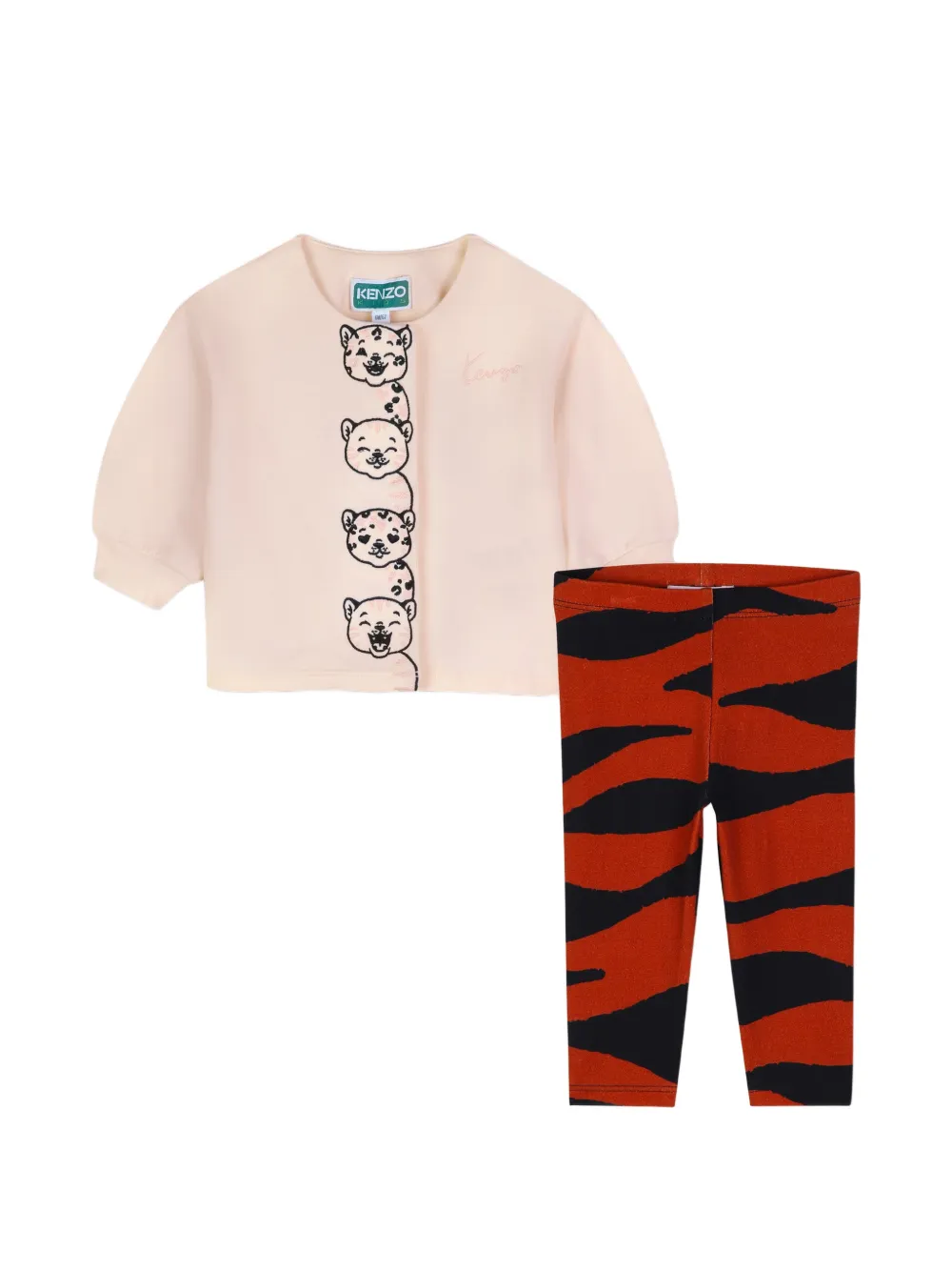 Kenzo Kids Tiger-print cotton set - Orange