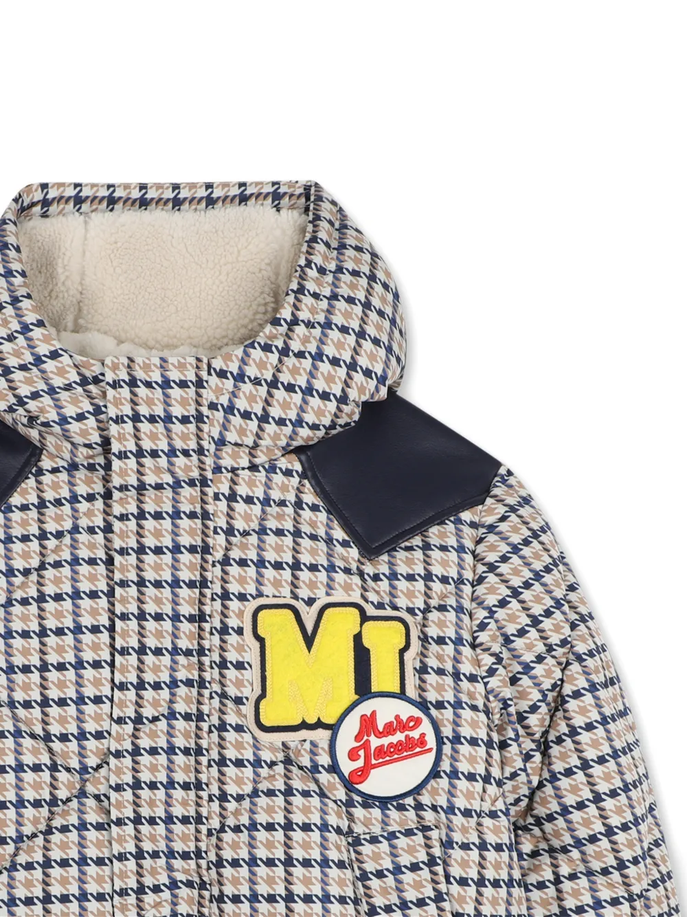 Marc Jacobs Kids Jack met logo-patch en pied-de-poule print Beige