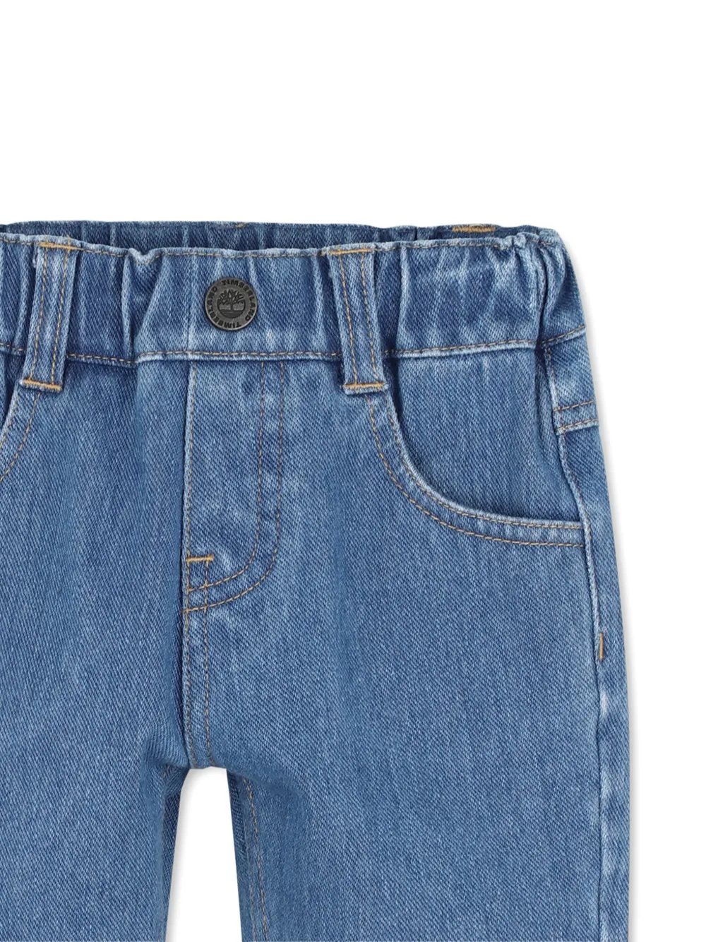 Timberland Kids Elastische jeans met logo-patch Blauw
