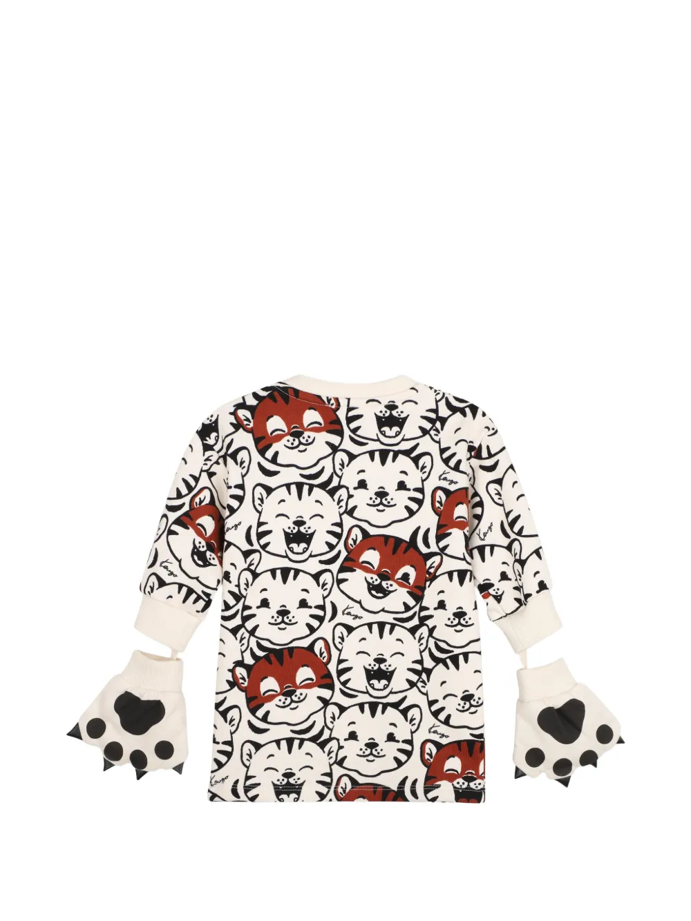 Kenzo Kids Jurk met lange mouwen en tijger-print Beige