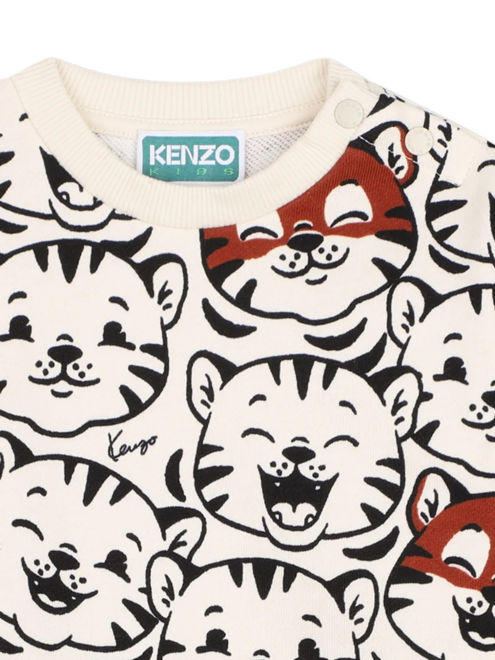 Kenzo Kids Jurk met lange mouwen en tijger-print Beige