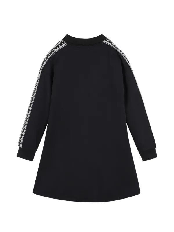 michael michael kors logo tape ribbed knit dress - Long Sleeve - Black - Girl stock level:low