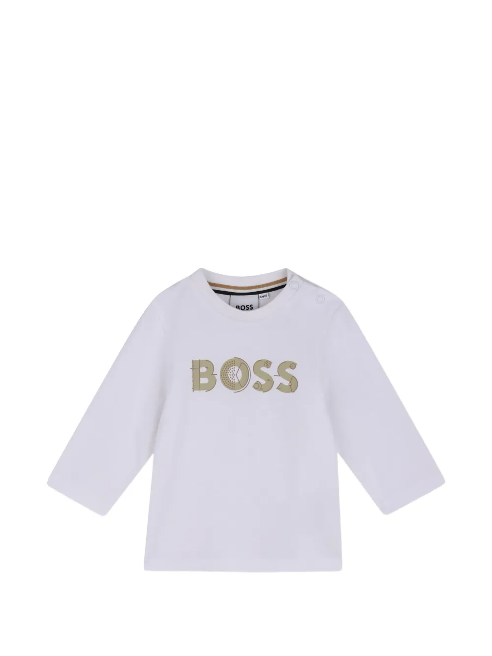 BOSS Kidswear T-shirt a maniche lunghe con logo - Bianco