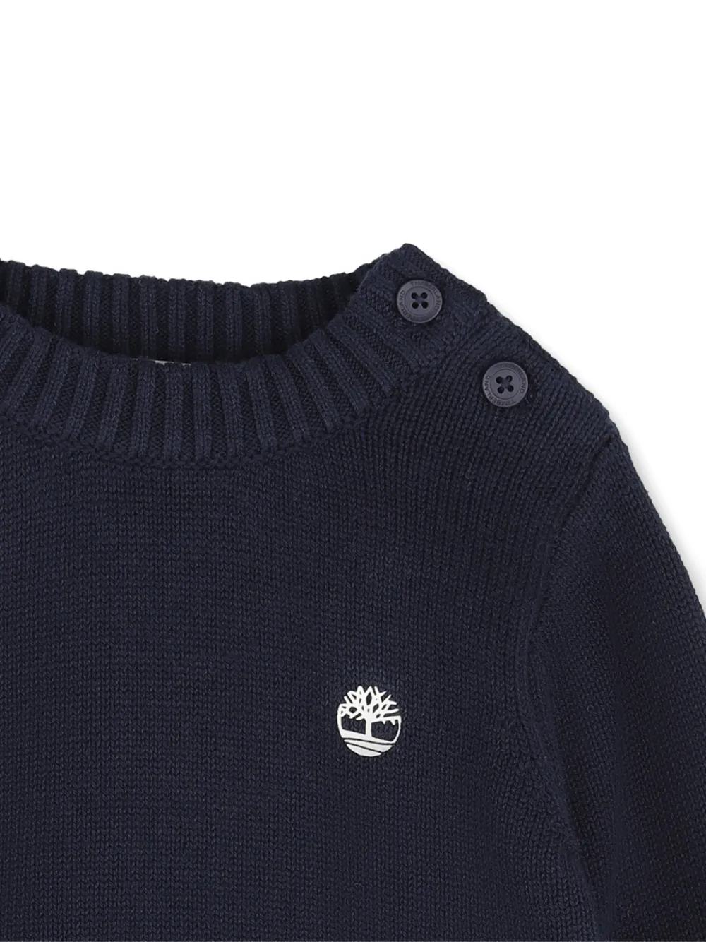 Timberland Kids Trui met knopen op de schouders en geborduurd logo Blauw