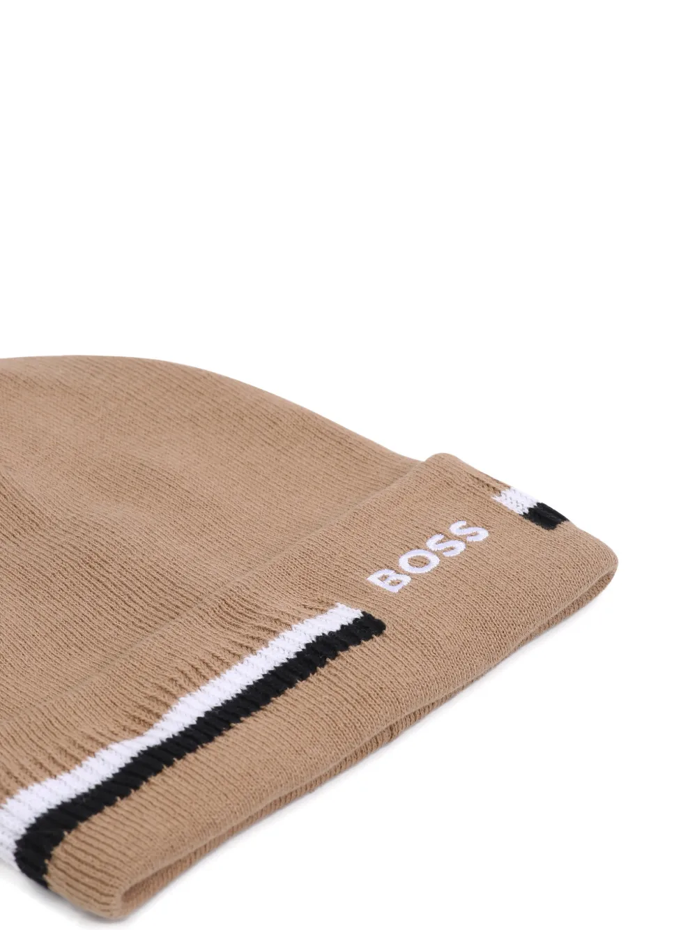 BOSS Kidswear Muts met geborduurd logo en streepdetail Beige