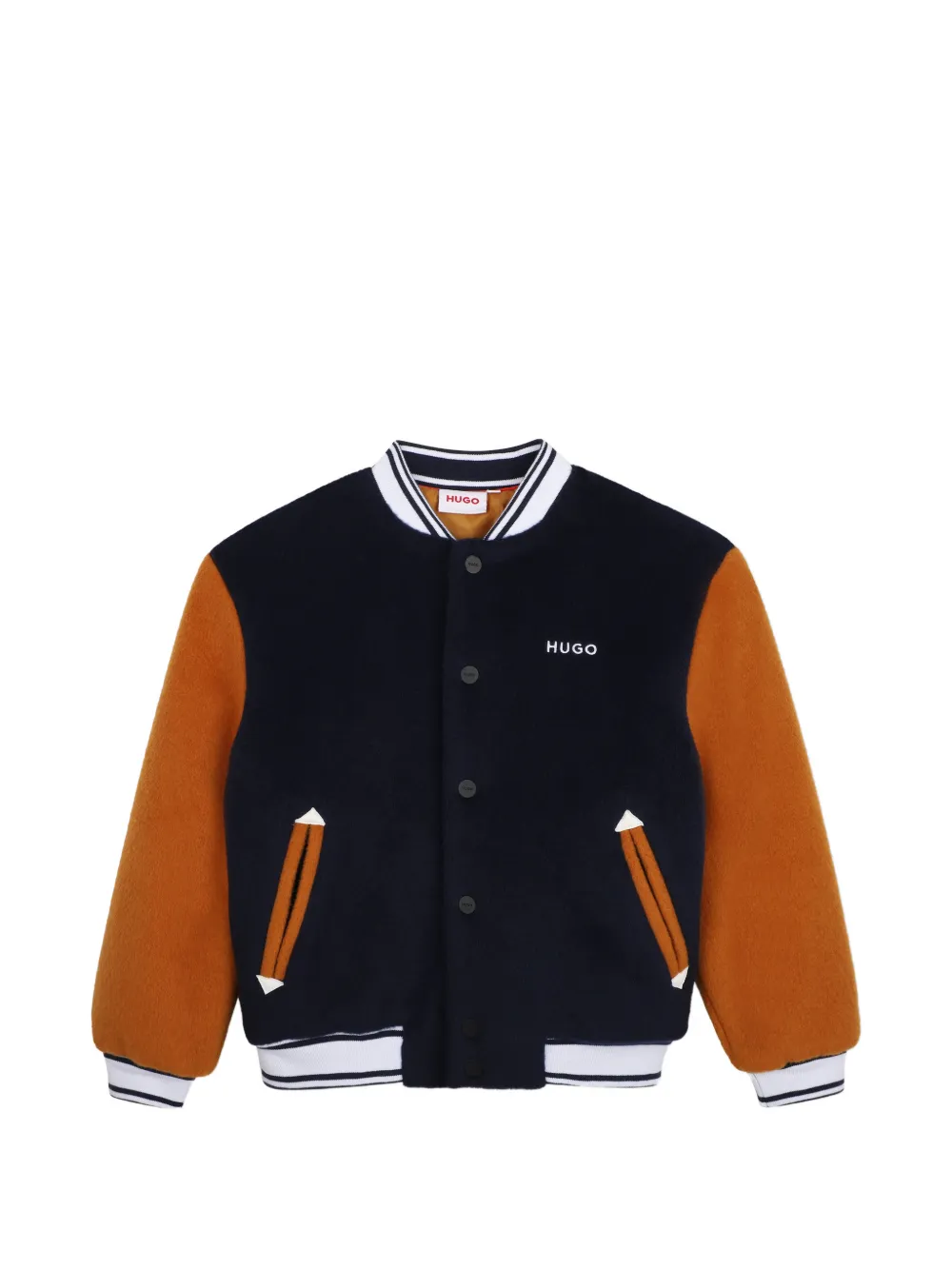 HUGO KIDS logo-embroidered colour-block jacket - Blue