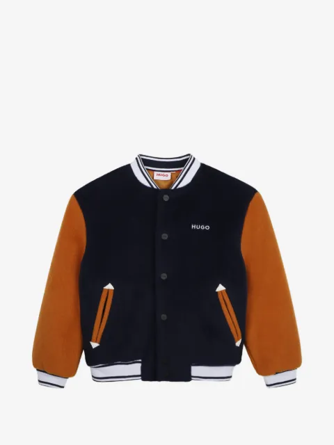 HUGO KIDS logo-embroidered colour-block jacket