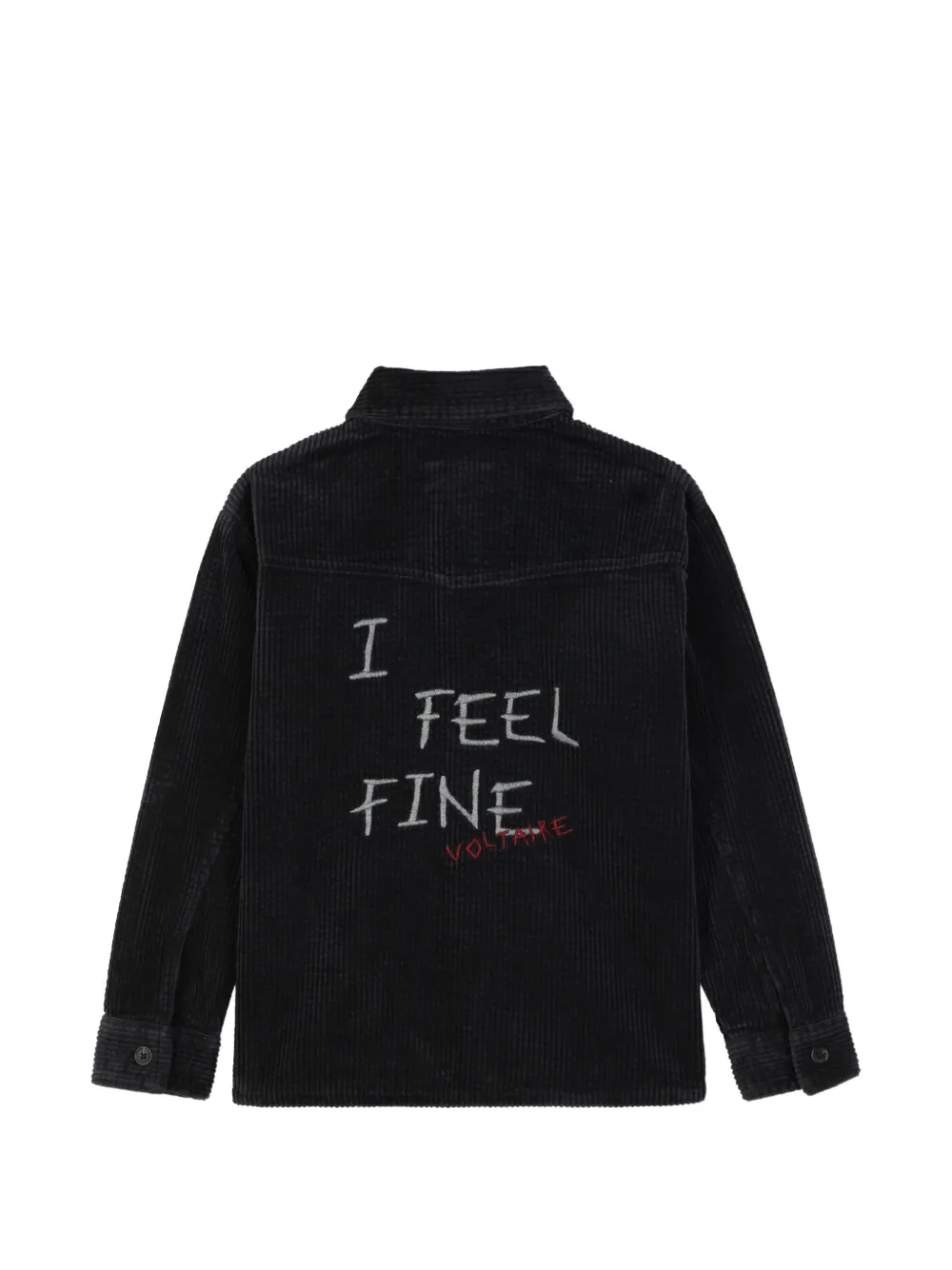 Zadig & Voltaire Kids Ribfluwelen shirt met borduurwerk Zwart