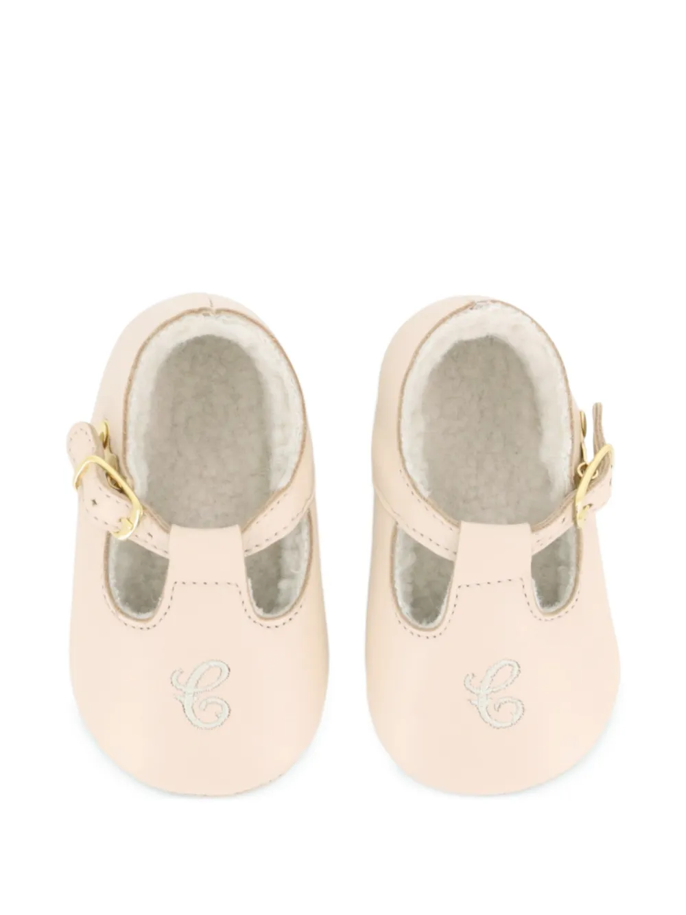 Chloé Kids Slippers met geborduurde gesp Beige