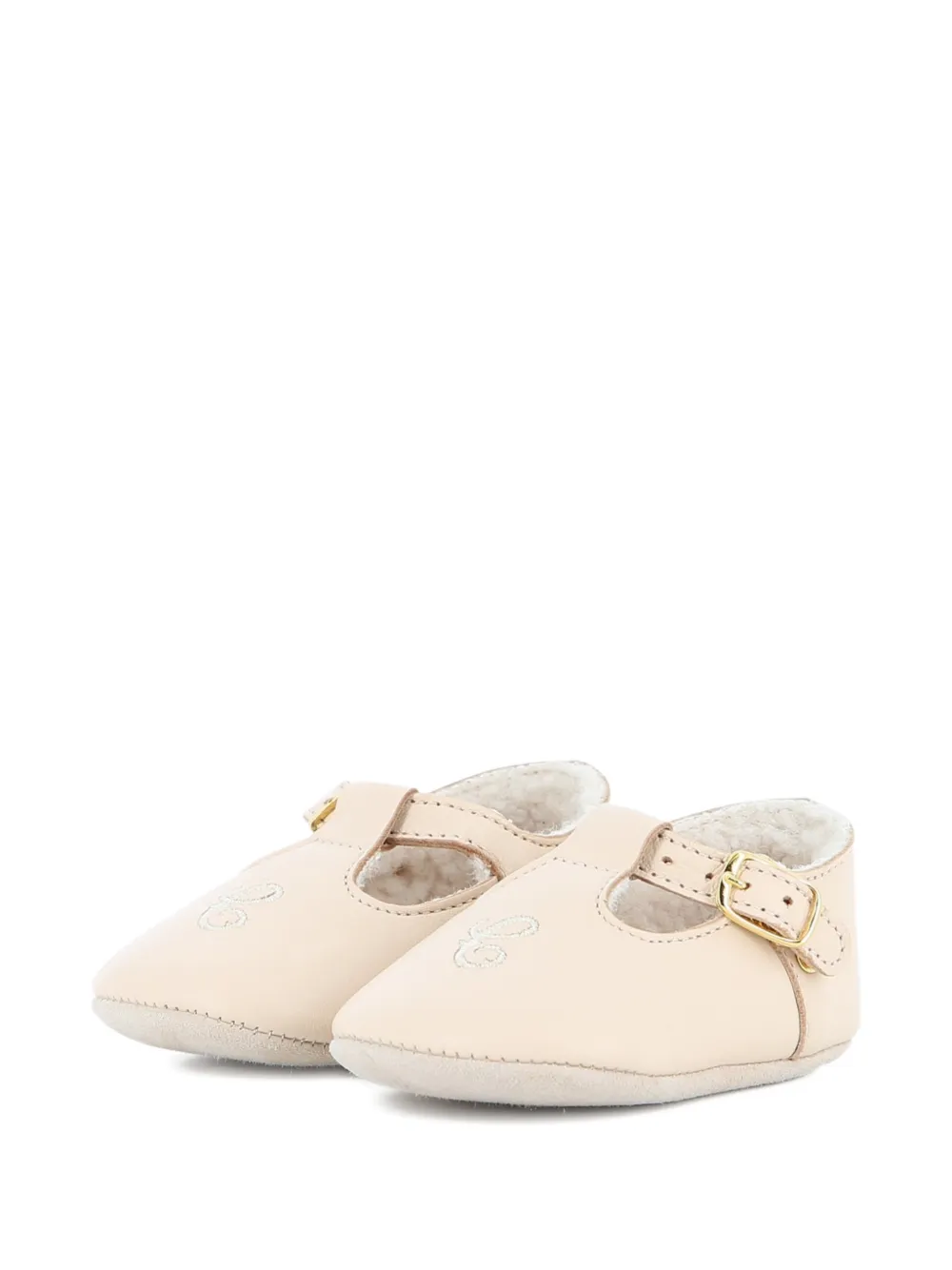 Chloé Kids Slippers met geborduurde gesp Beige
