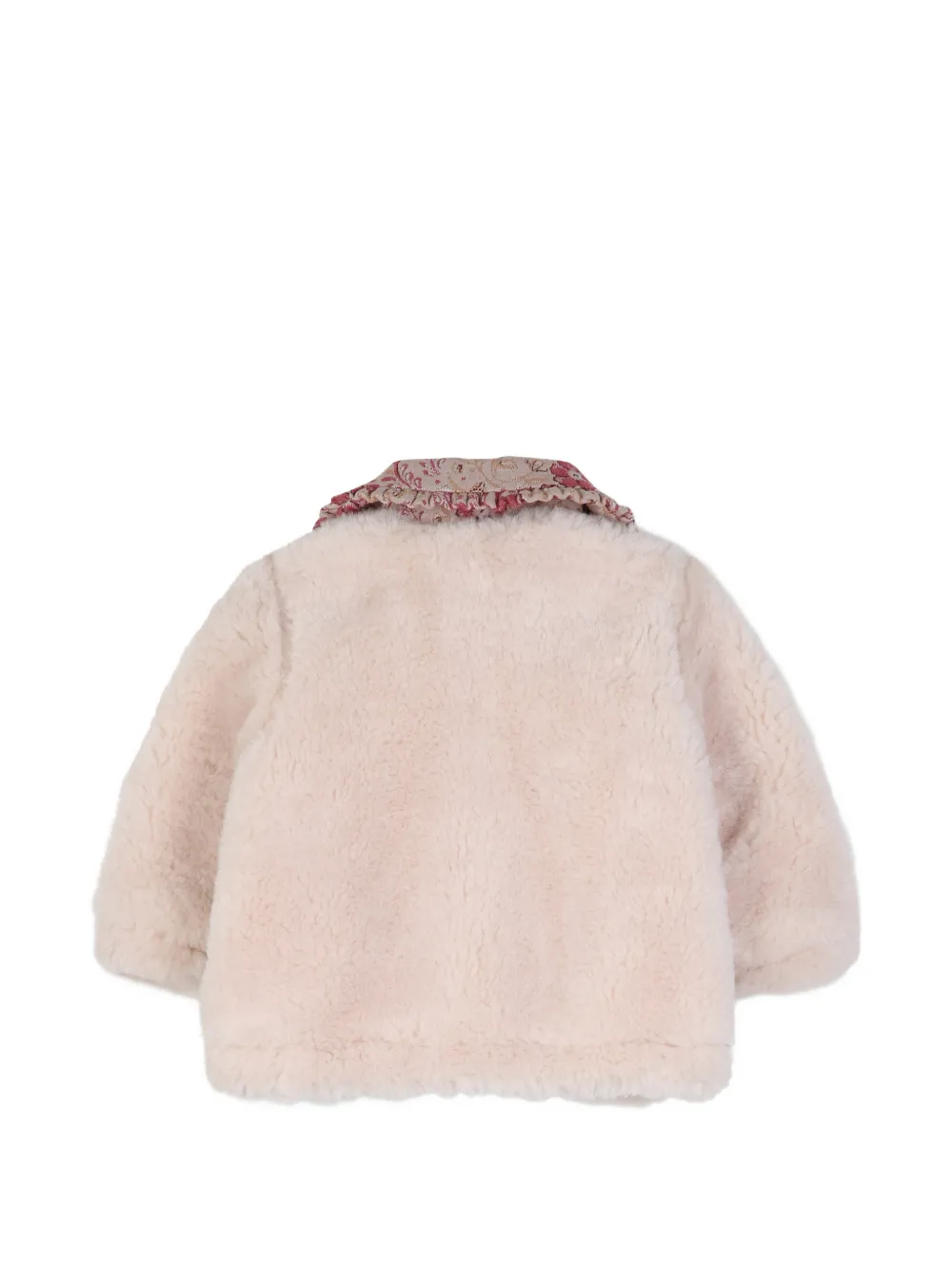 Chloé Kids Jas van imitatiebont en kraag met bloemenprint Roze