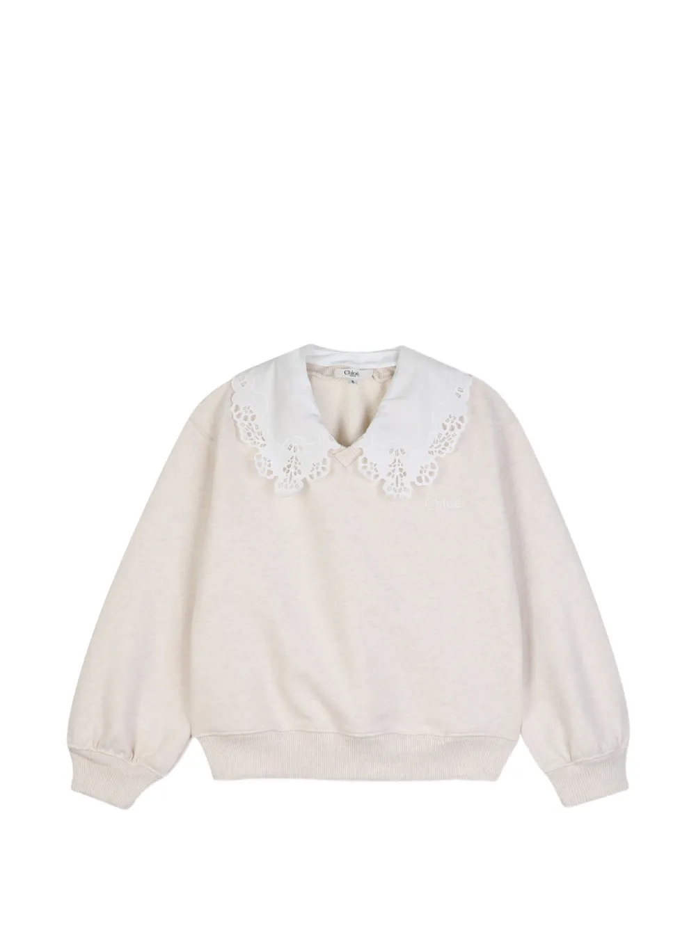 Chloé Kids broderie-anglaise collar sweater - Toni neutri