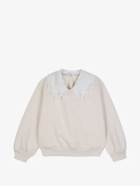 Chloé Kids suéter con bordado inglés