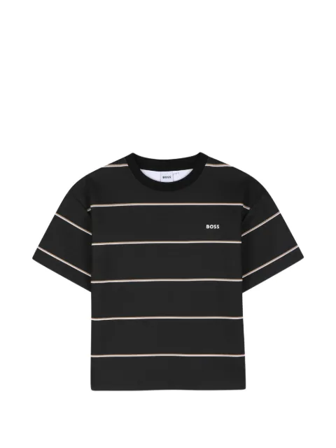 BOSS Kidswear horizontal-stripe logo-print T-shirt