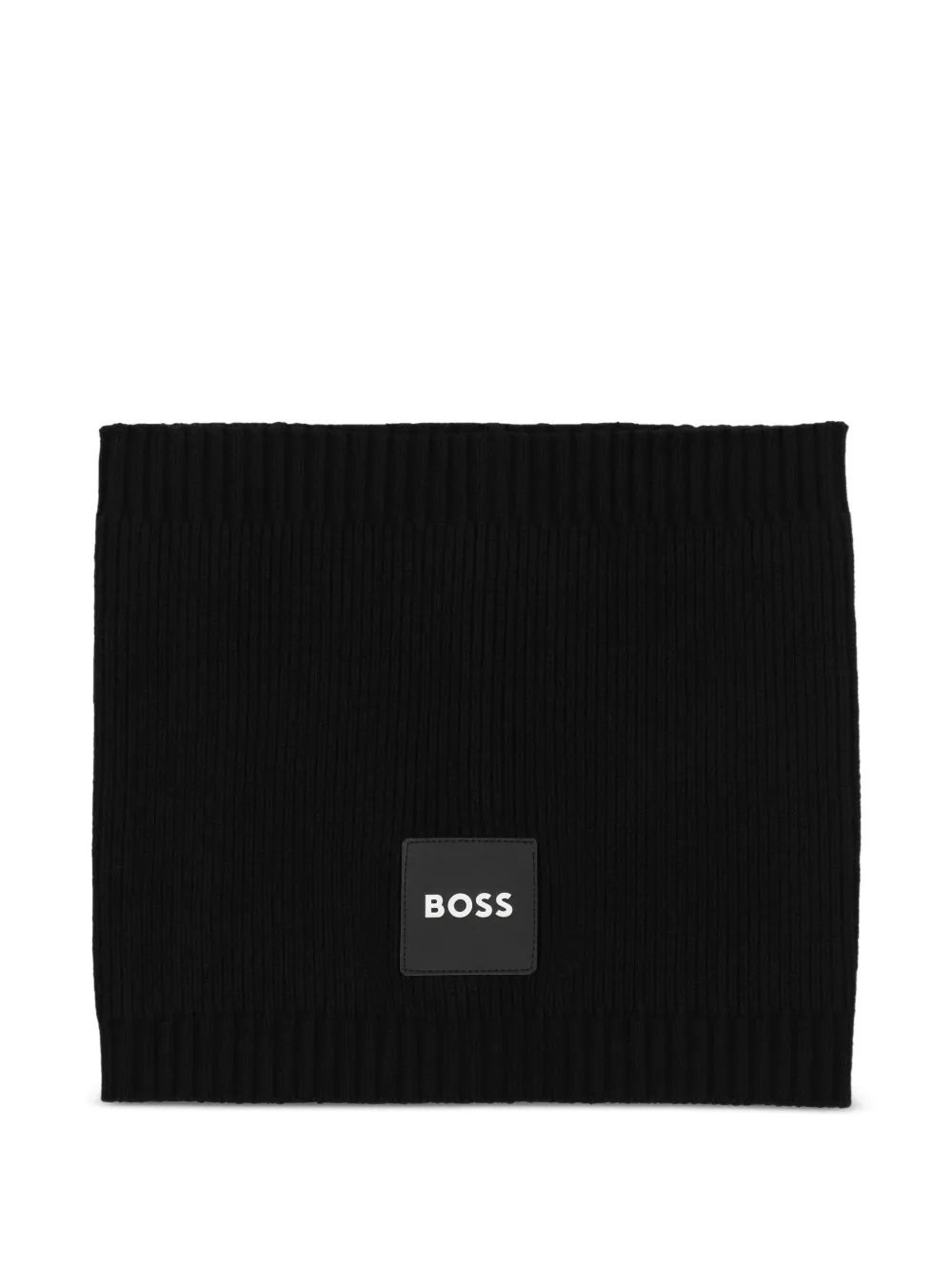 BOSS Kidswear logo-patch ribbed snood - Black