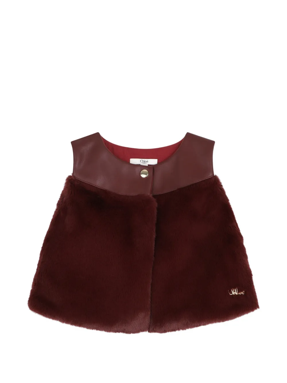 Chloé Kids Weste mit Faux-Fur-Einsätzen - Rot