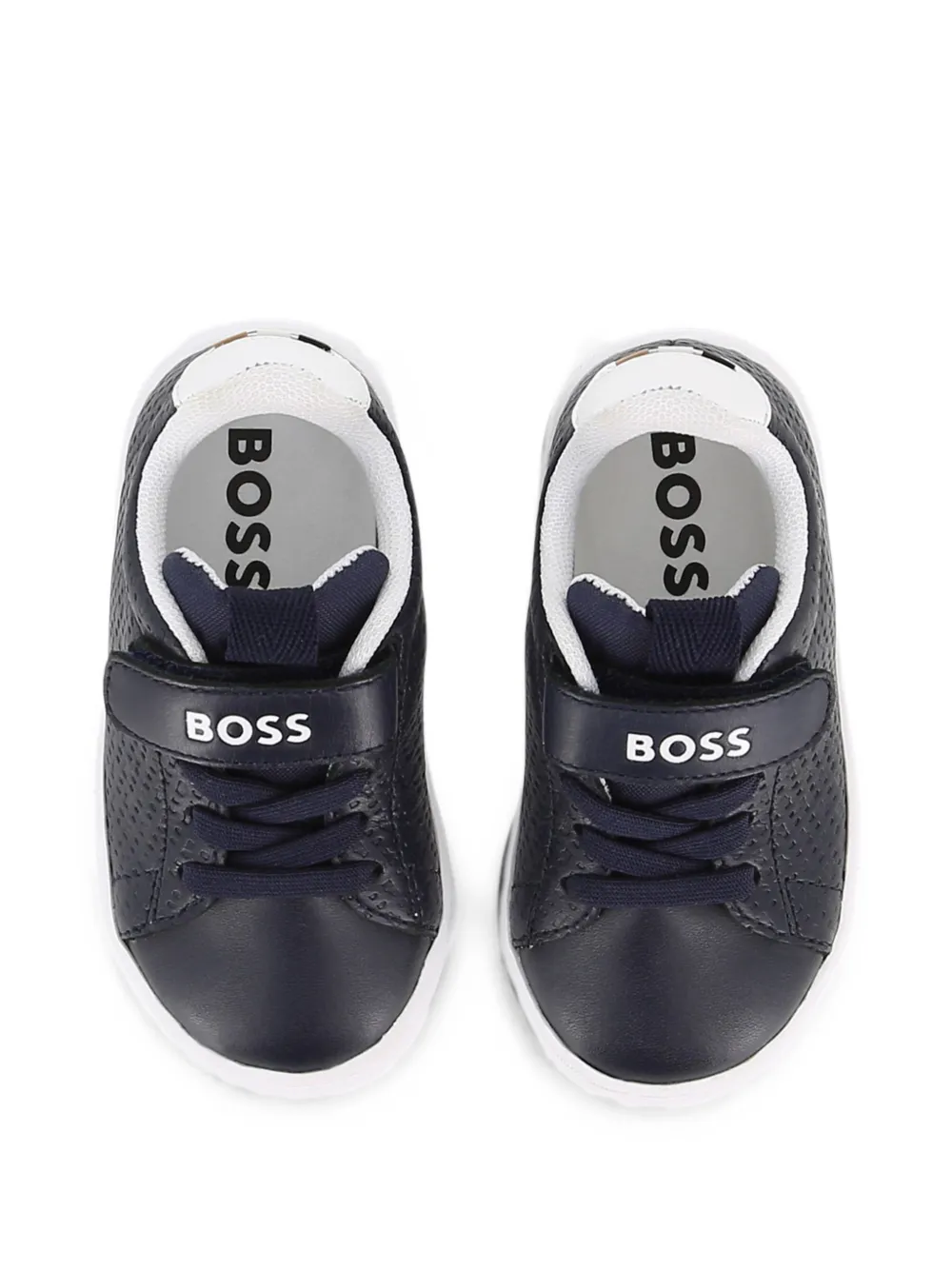 BOSS Kidswear Sneakers met klittenband en monogram-reliëf Blauw