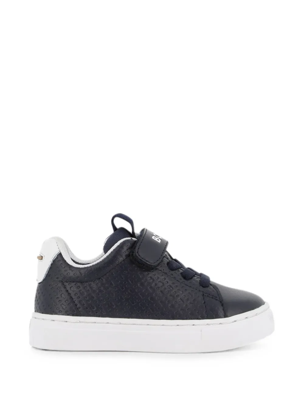 BOSS Kidswear Sneakers met klittenband en monogram-reliëf Blauw