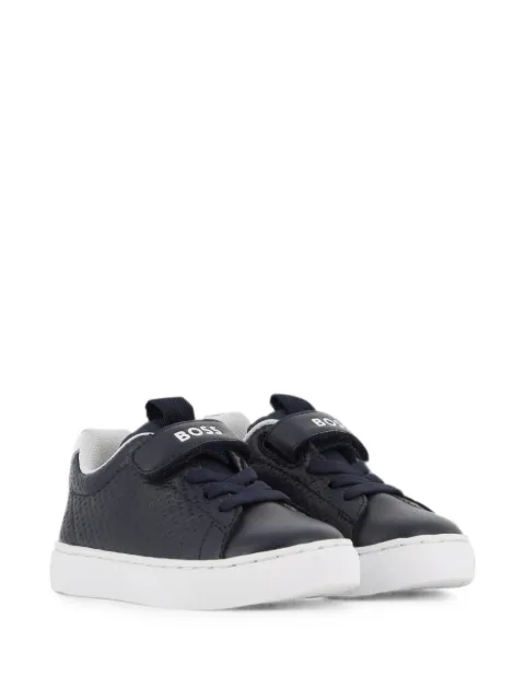 BOSS Kidswear monogram-debossed touch-strap sneakers