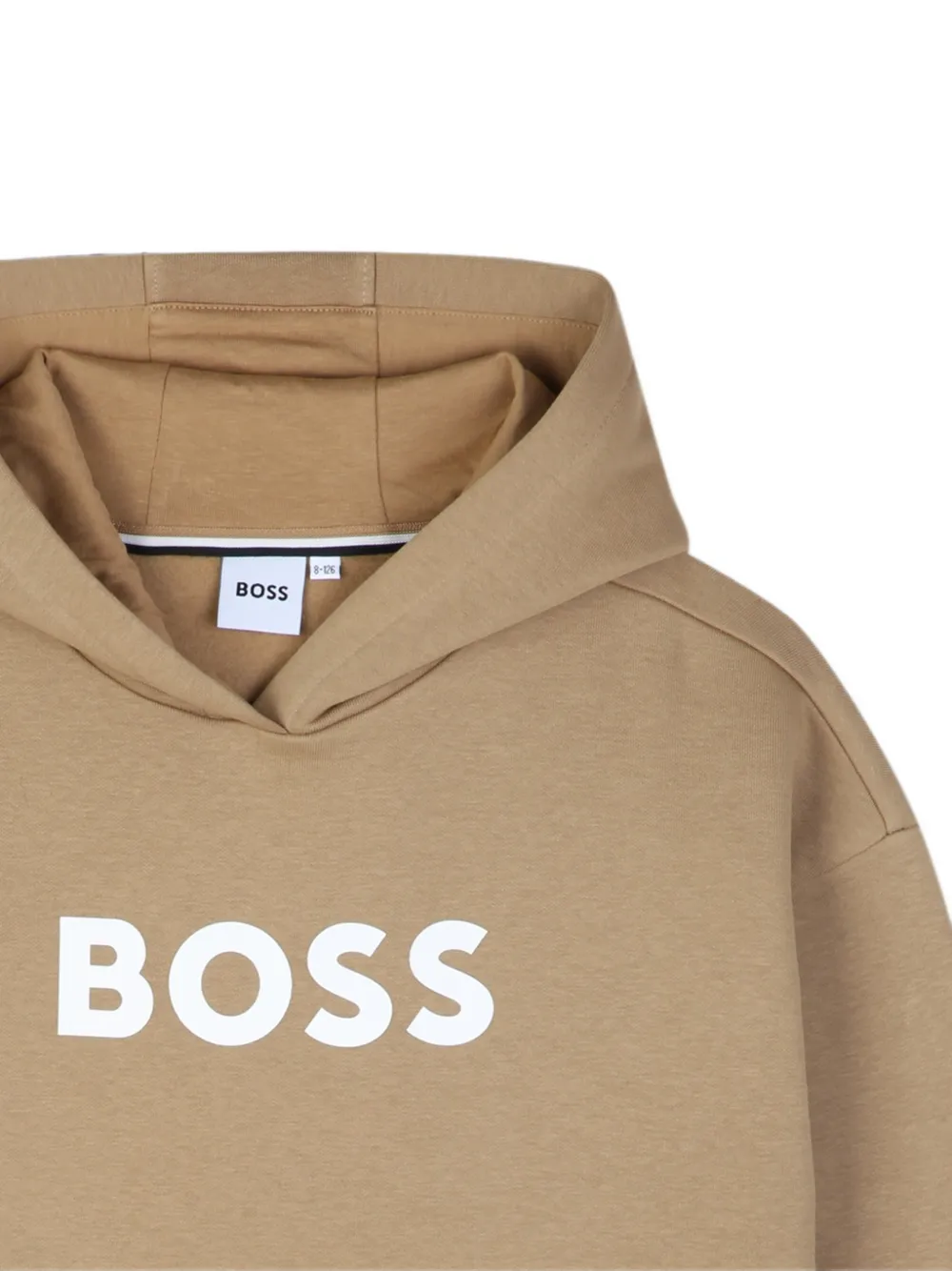 BOSS Kidswear Hoodie met logoprint Beige