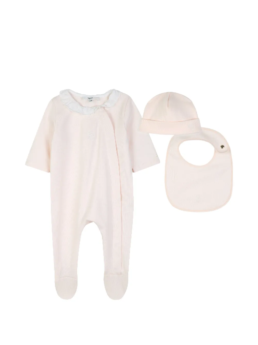 Chloé Kids Set aus Pyjama, Latz und Beanie mit Logo-Stickerei - Nude
