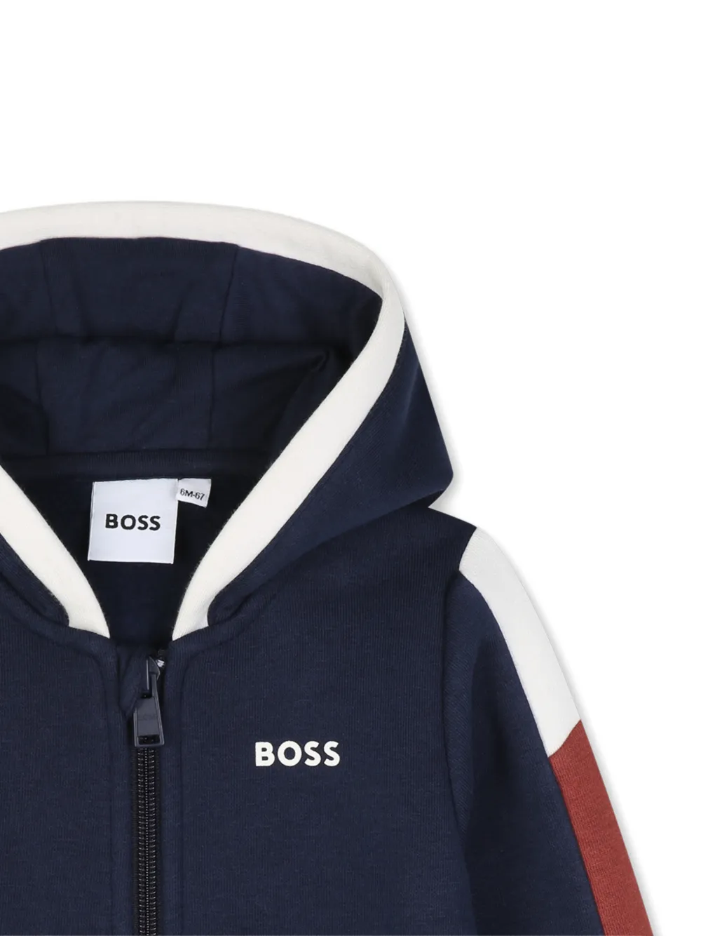 BOSS Kidswear Hoodie met logoprint en rits Blauw
