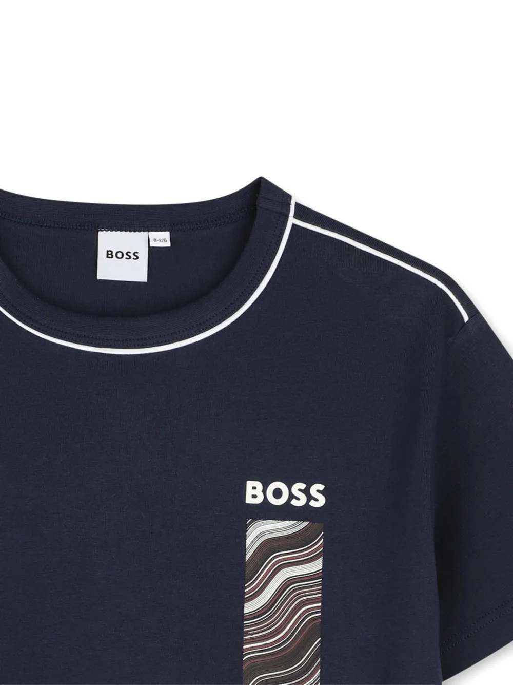 BOSS Kidswear Katoenen T-shirt met logoprint Blauw