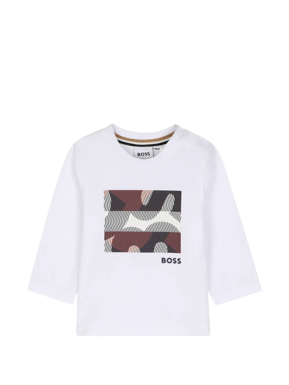 BOSS Kidswear T-shirt con stampa grafica e maniche lunghe - Bianco