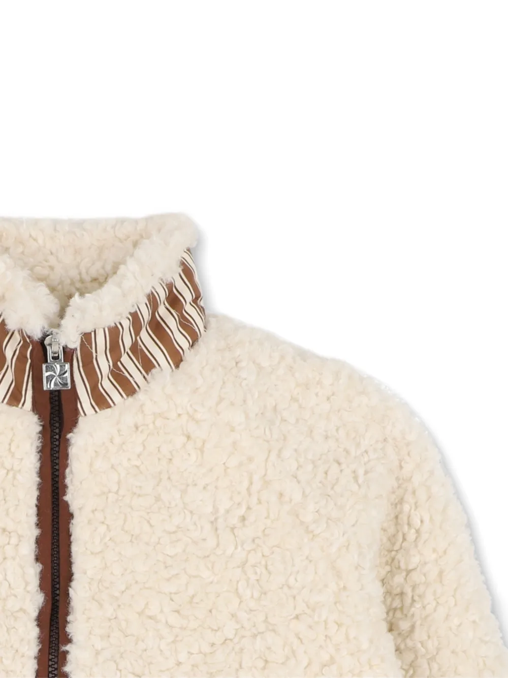 Kids Around Fleece jas met gestreepte afwerking Beige