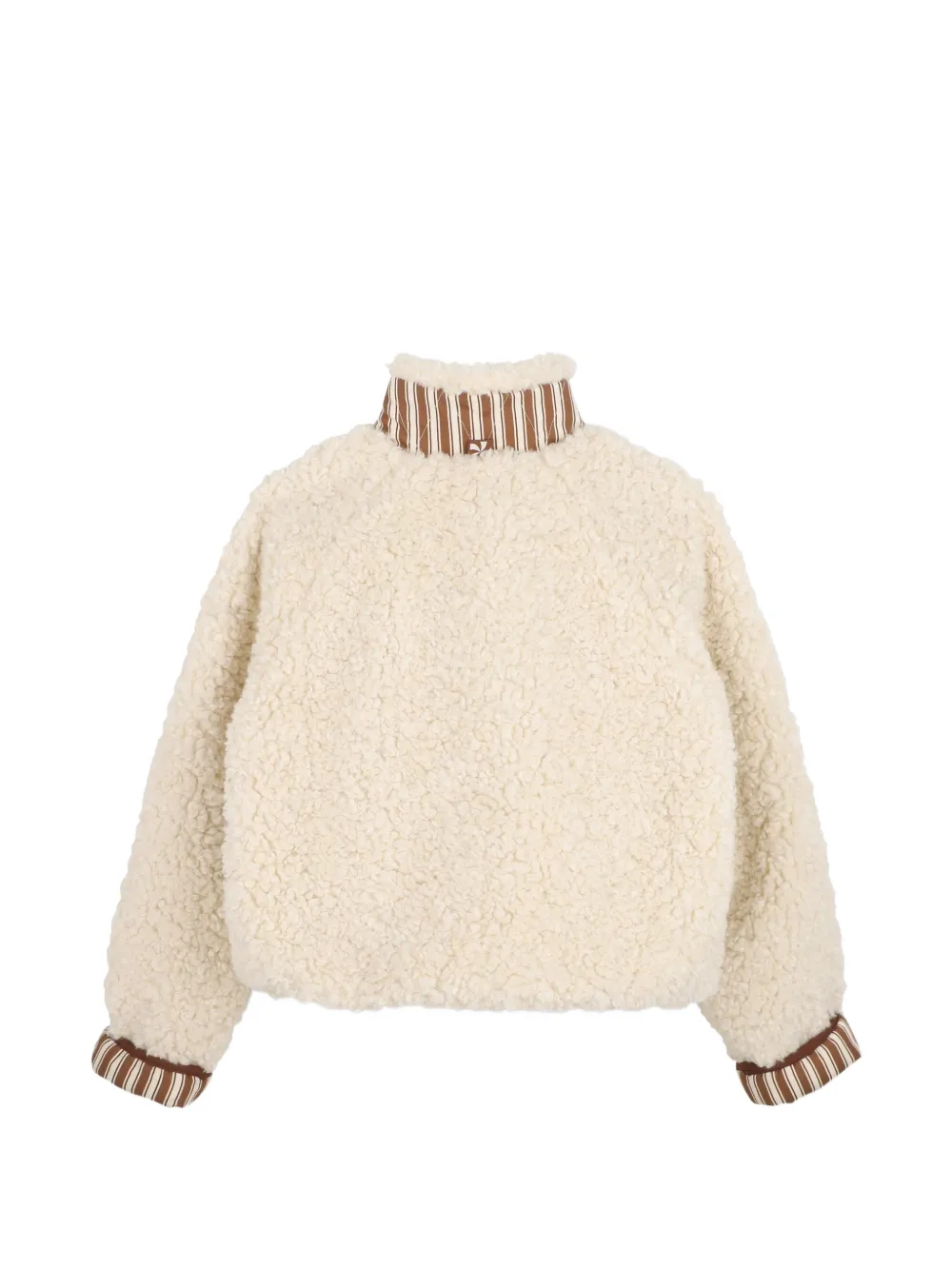 Kids Around Fleece jas met gestreepte afwerking Beige