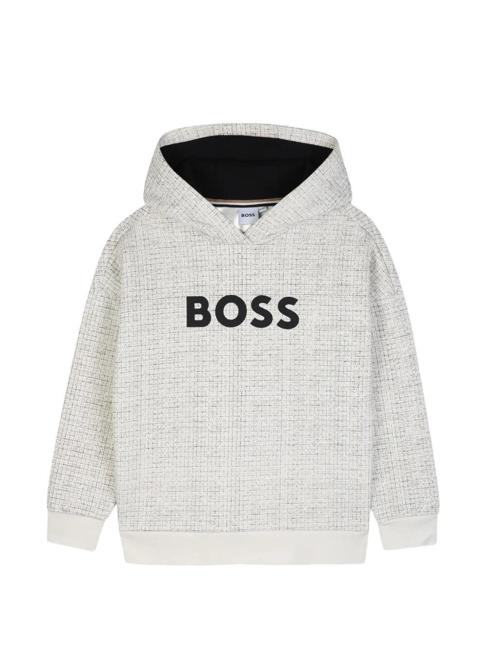 BOSS Kidswear logo-print tweed hoodie - Bianco