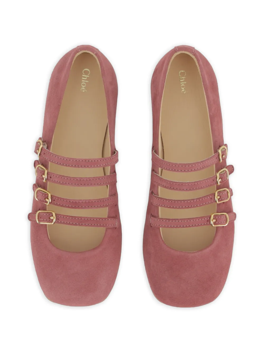 Chloé Kids Leren ballerina's met gespsluiting Roze