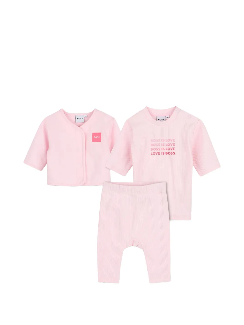 BOSS Kidswear Set cardigan, leggings e T-shirt con applicazione - Rosa