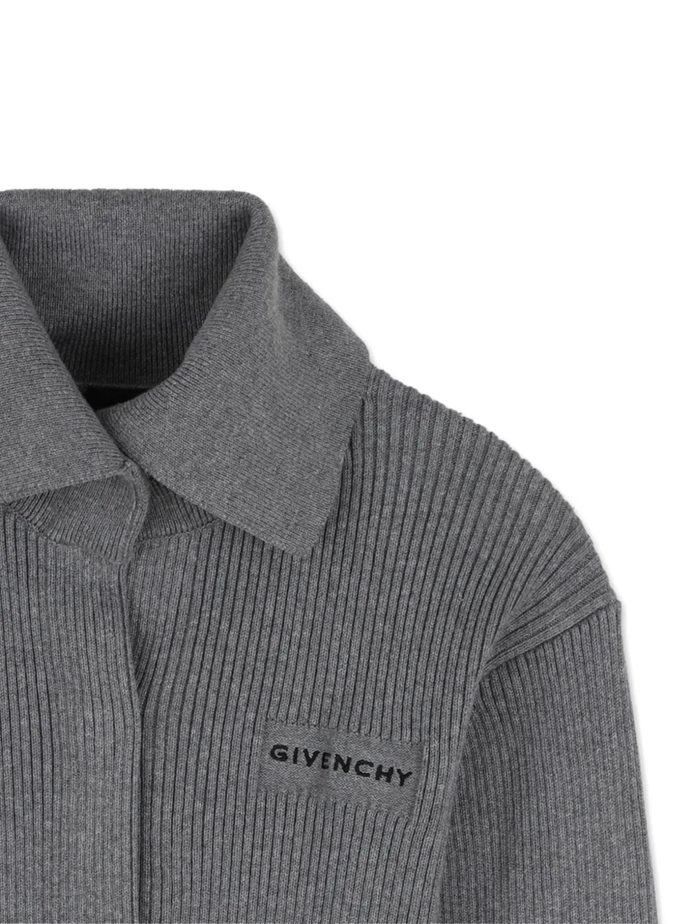 Givenchy Kids Ribgebreid vest met logo-patch Grijs