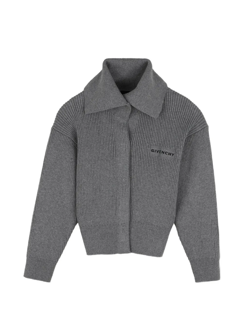 Givenchy Kids' Ribbed-knit Logo-patch Cardigan In Grey
