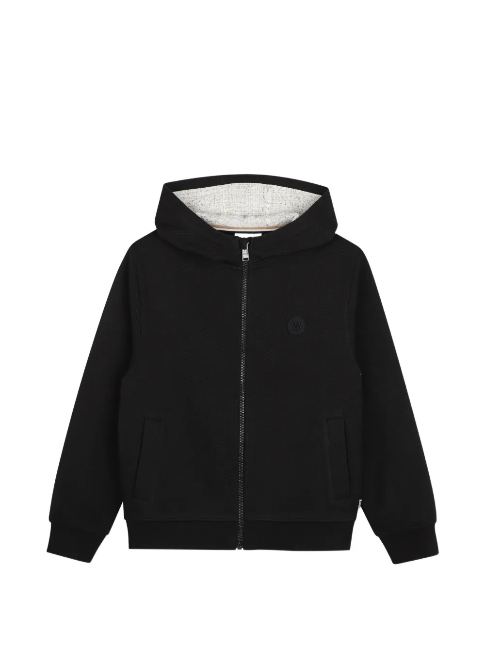 BOSS Kidswear Felpa con cappuccio, applicazione logo e zip - Nero