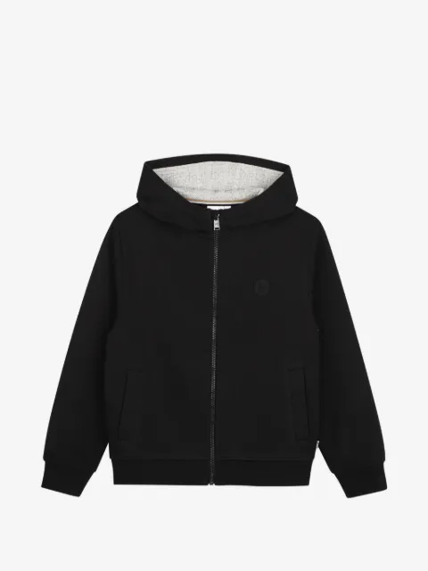 BOSS Kidswear logo-patch zip-up hoodie