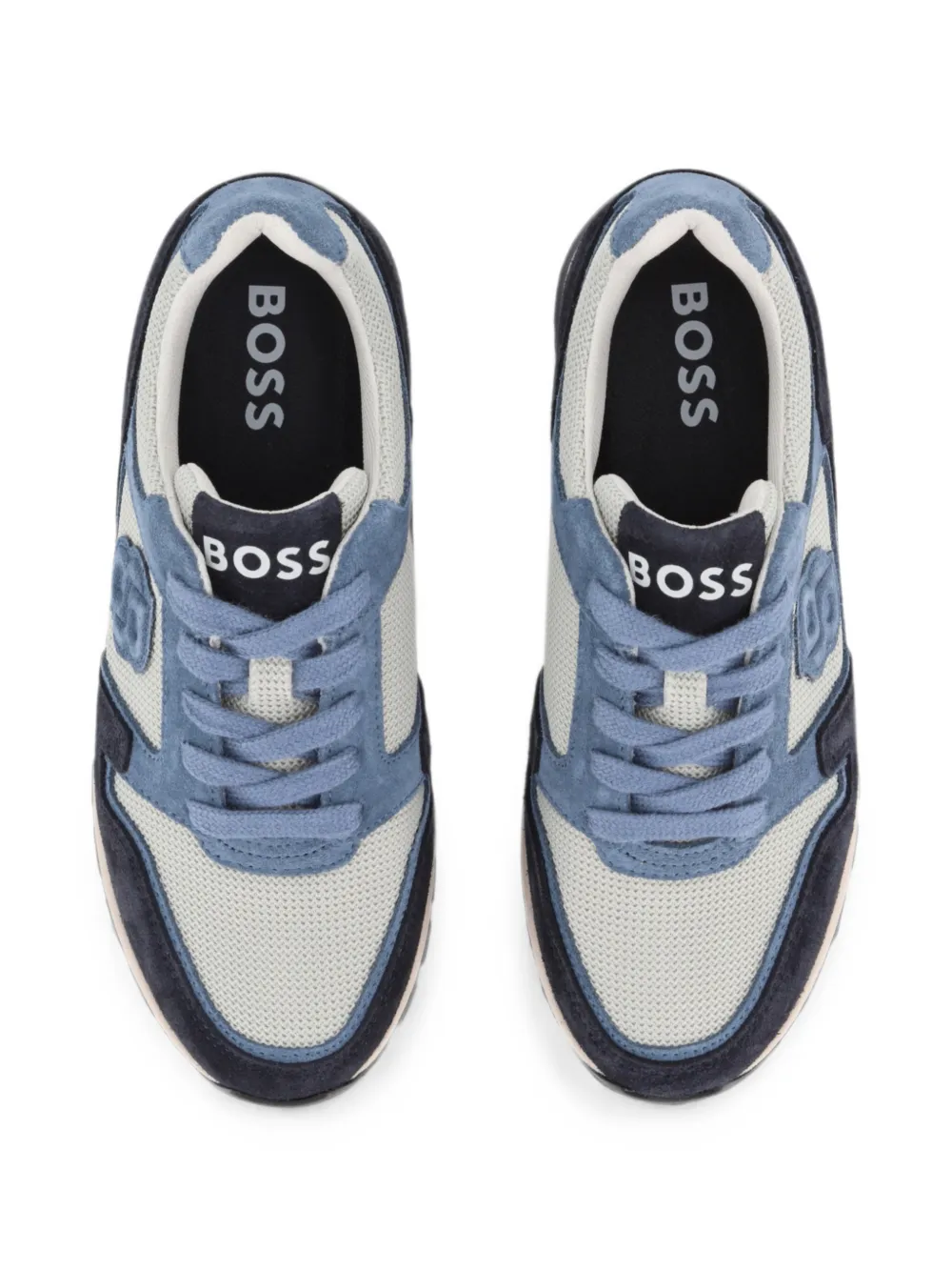 BOSS Kidswear Sneakers met vlakken en Double B-monogram Blauw