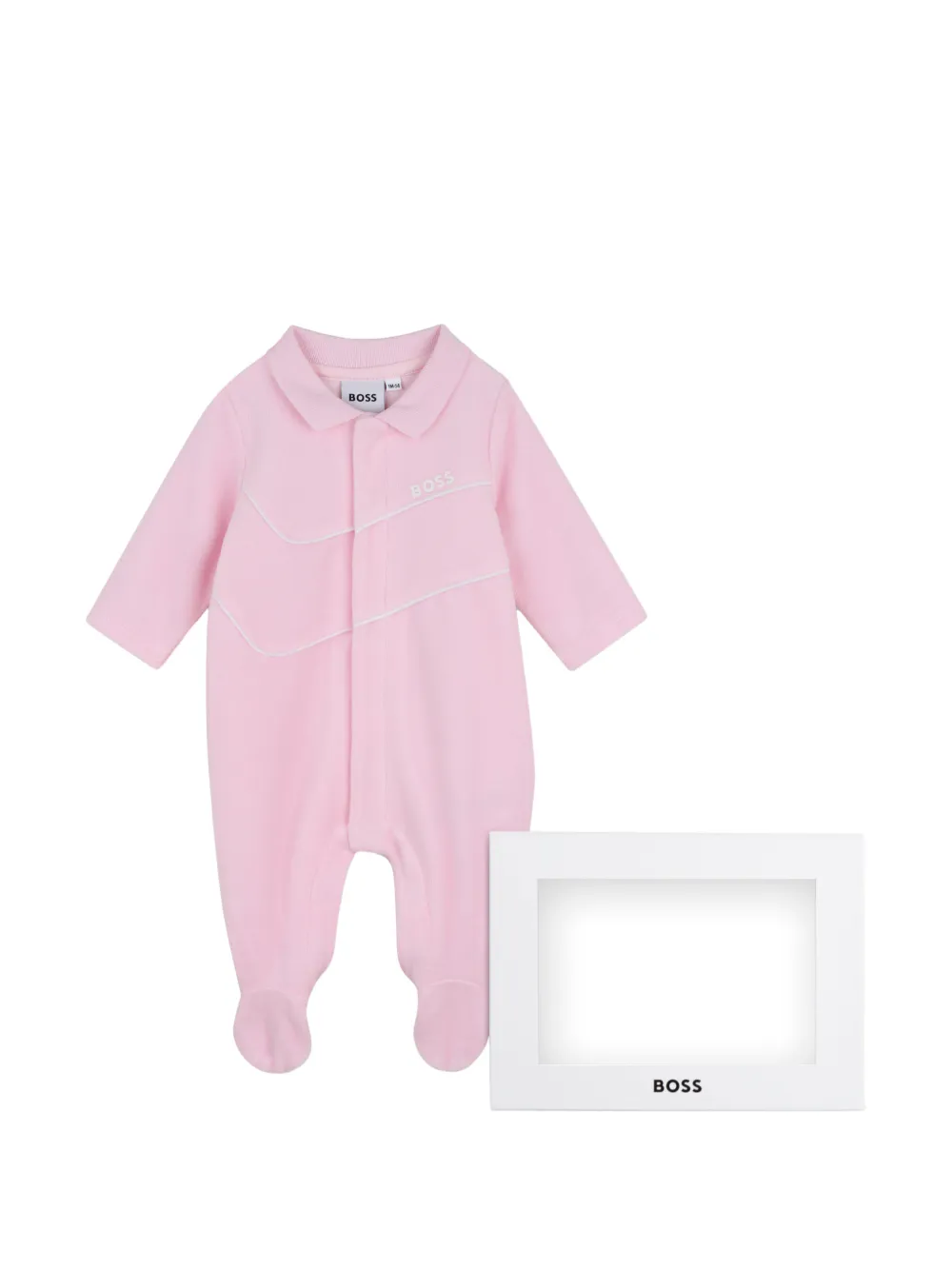 BOSS Kidswear Pyjama met logo-print en kraag Roze