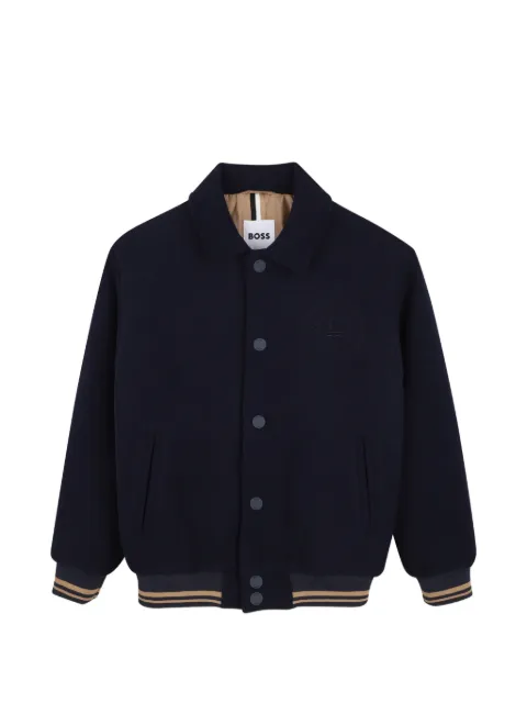 BOSS Kidswear logo-embroidered striped-trim jacket