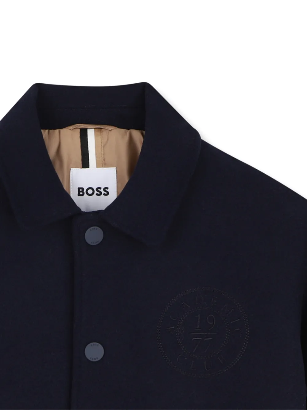 BOSS Kidswear Jack met geborduurd logo en gestreepte afwerking Blauw