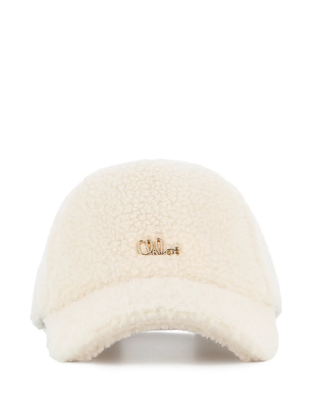 Chloé Kids Baseballkappe aus Fleece mit Logo-Schild - Nude