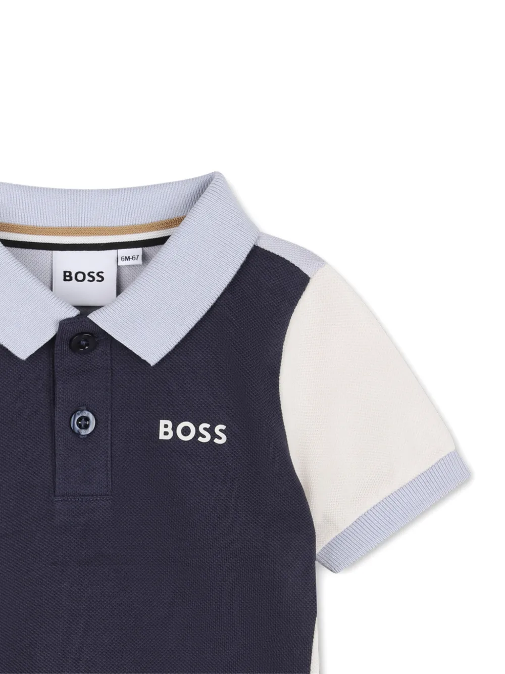 BOSS Kidswear Piqué poloshirt met colourblocking Blauw