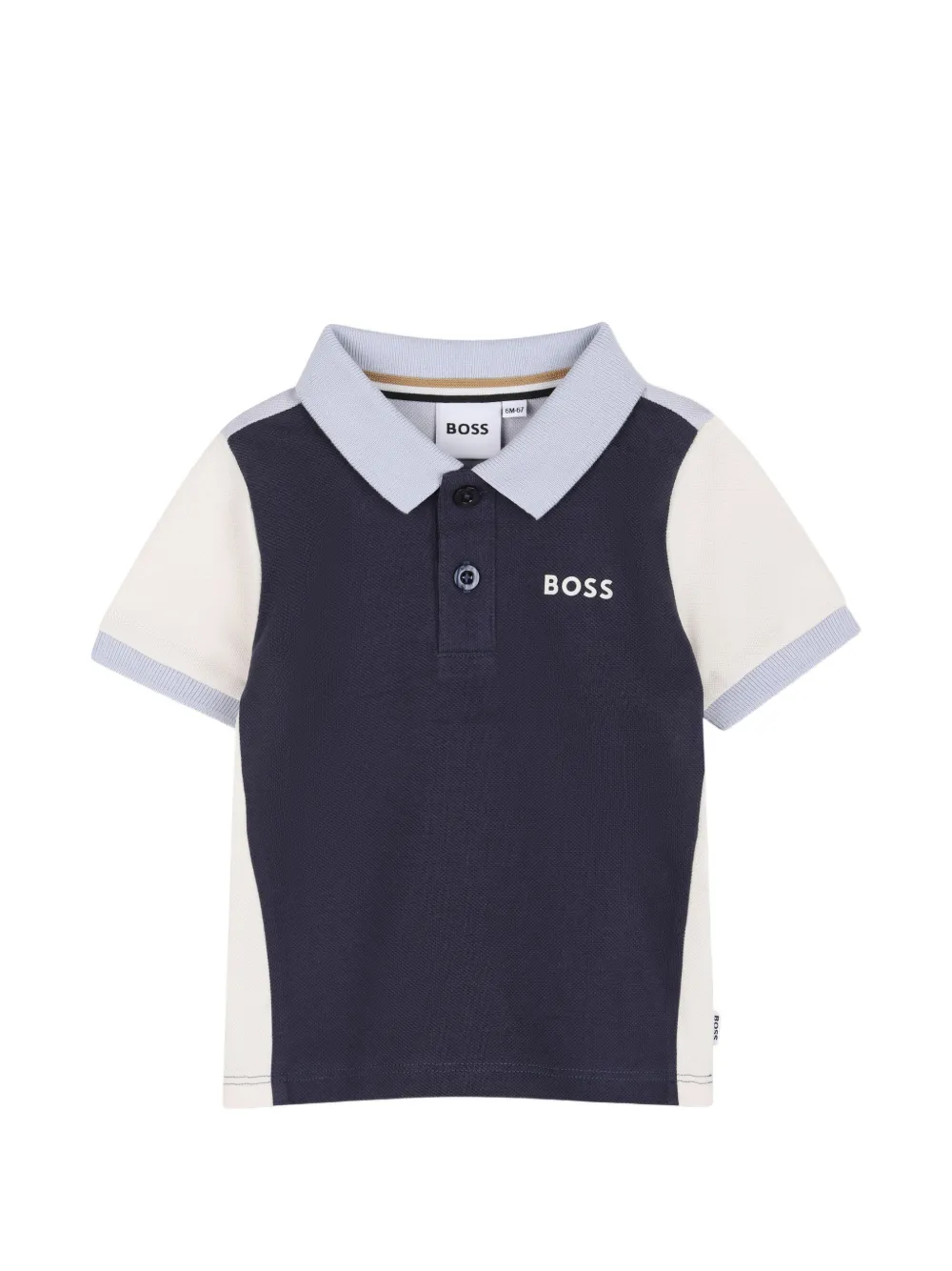 BOSS Kidswear Polo in piqué con design color-block - Blu