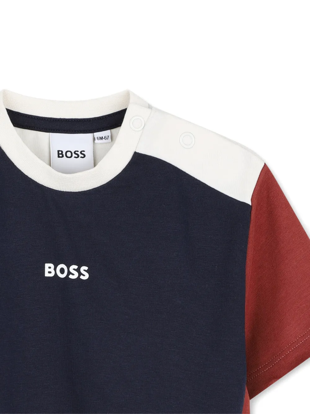 BOSS Kidswear T-shirt met colourblocking Blauw