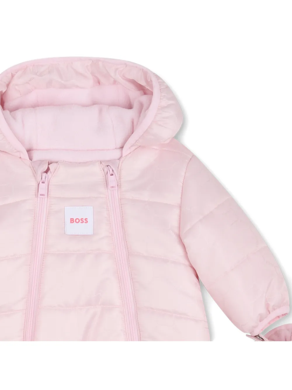 BOSS Kidswear Gewatteerd skipak met logo-print Roze