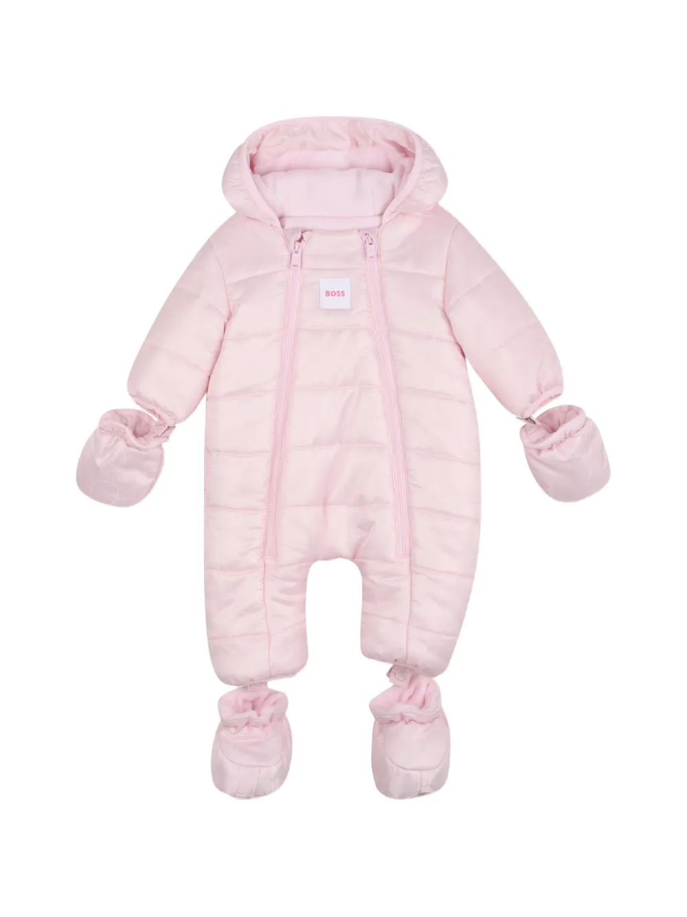 BOSS Kidswear Gesteppter Schneeanzug mit Logo-Print - Rosa
